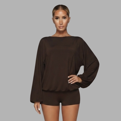 Backless Long-Sleeve Romper