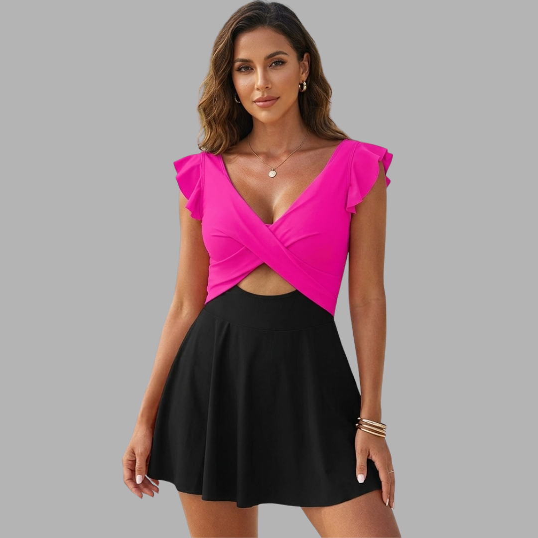 RuffleCross Swim Dress