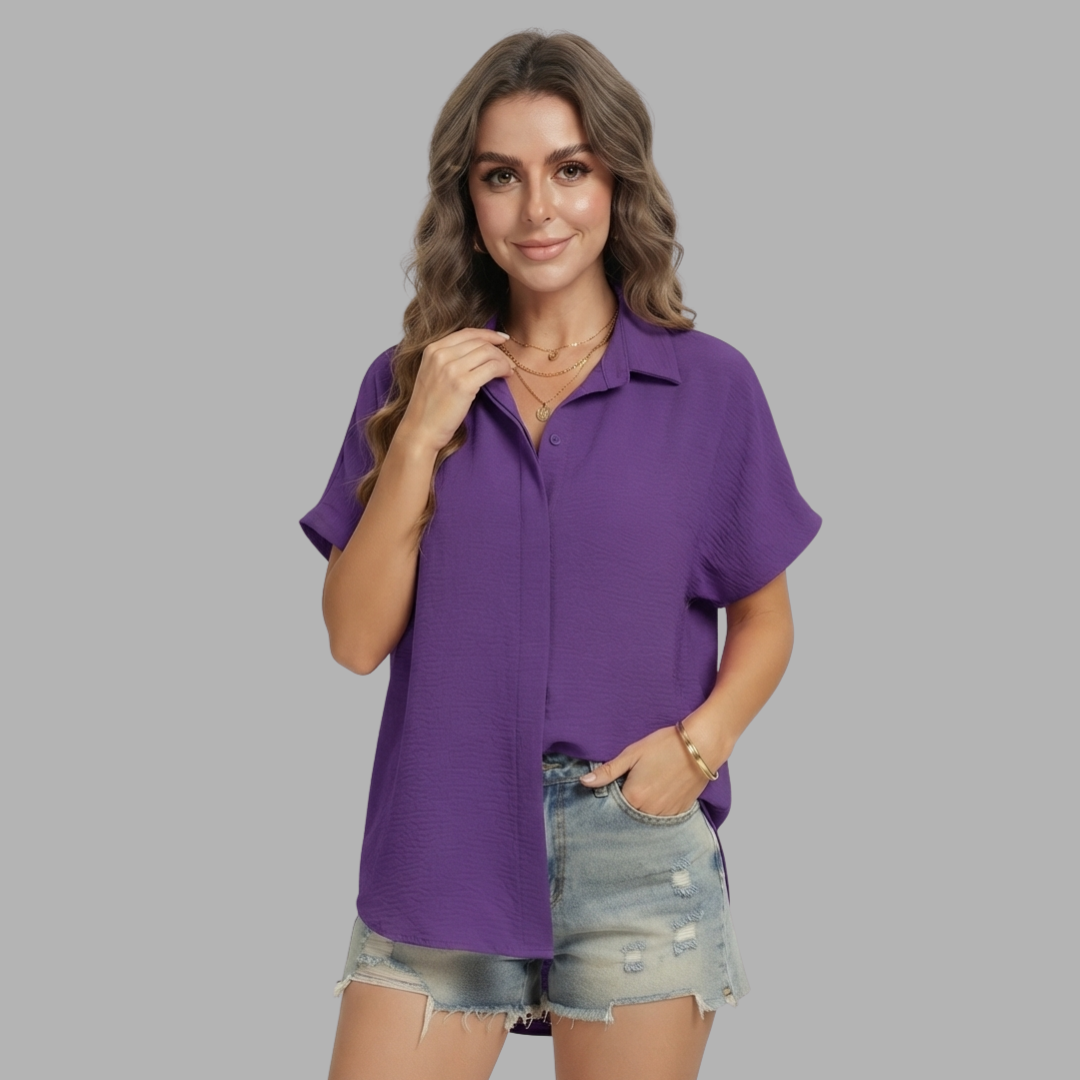 Relaxed Button-Down Short Sleeve Shirt