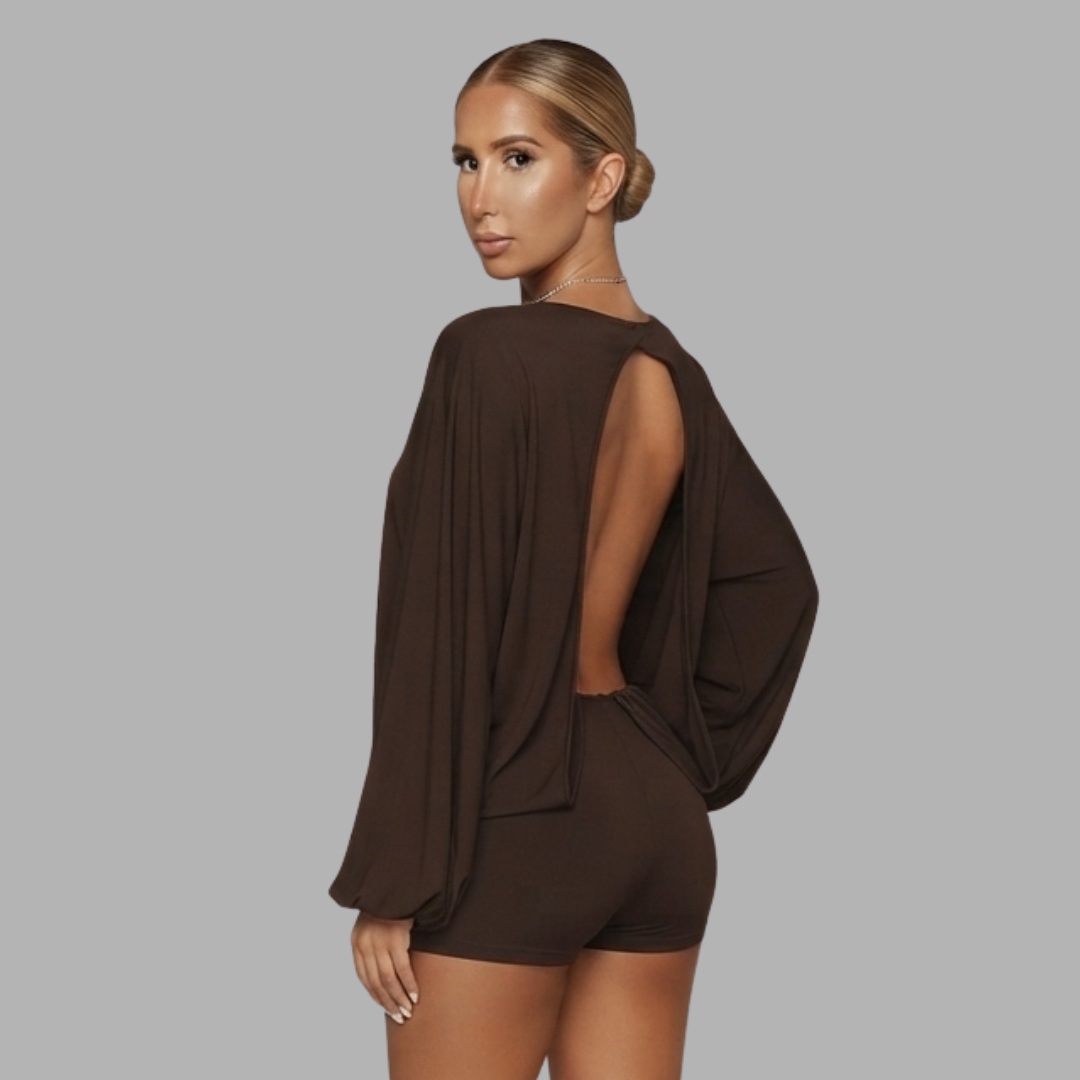 Backless Long-Sleeve Romper