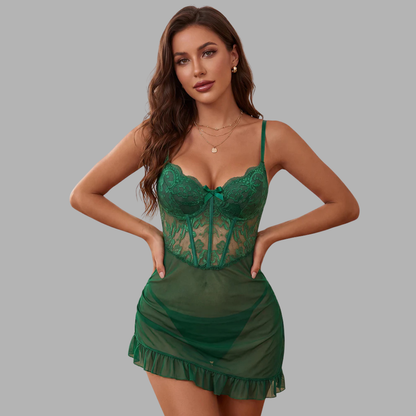 Lace Corset Mesh Babydoll Dress