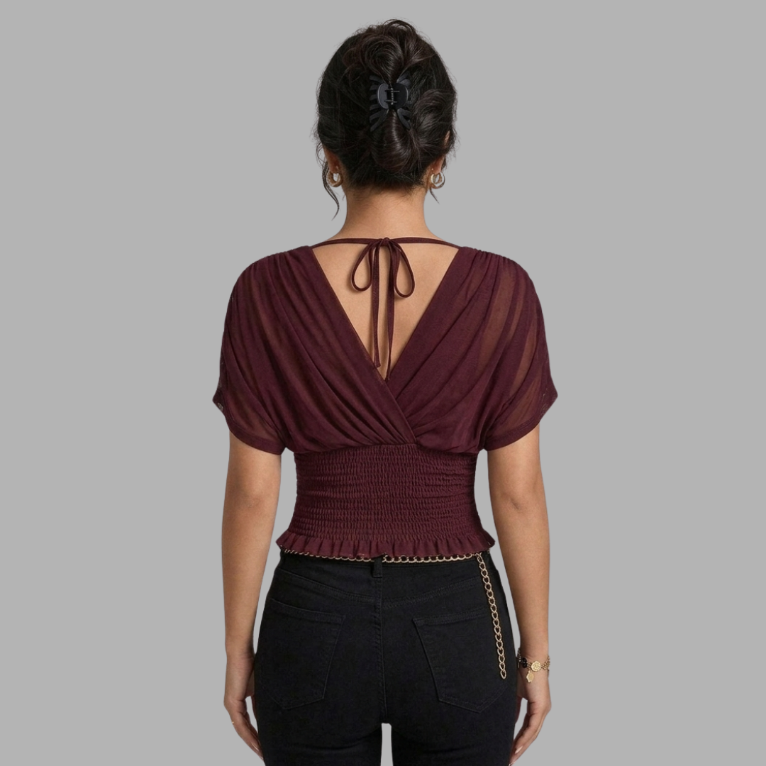 V-Shape Ruched Waist Top