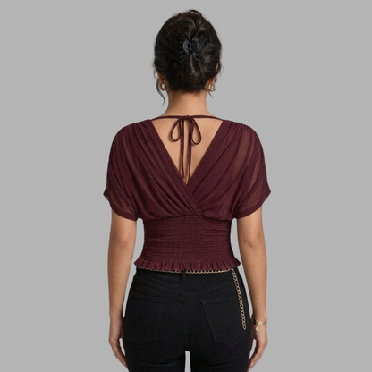 V-Shape Ruched Waist Top