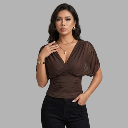 V-Shape Ruched Waist Top