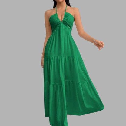 Backless Halter Flow Dress