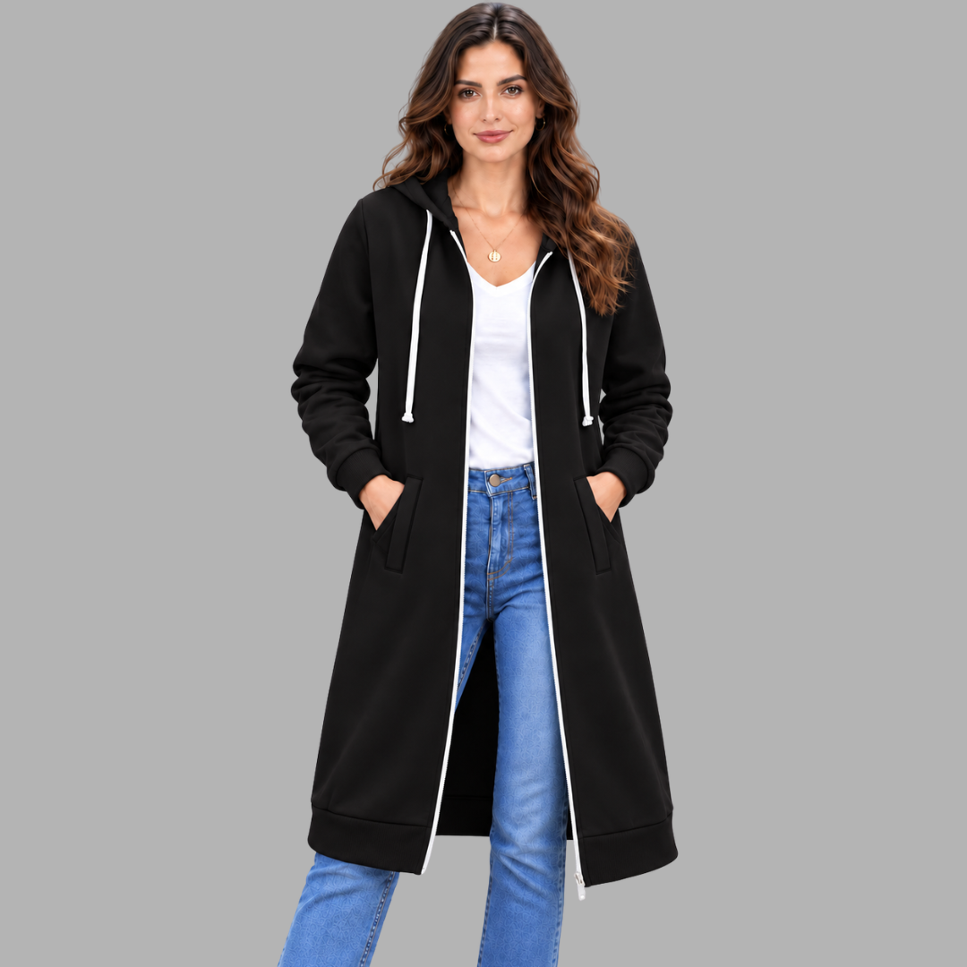 Relaxed Longline Zip Hoodie