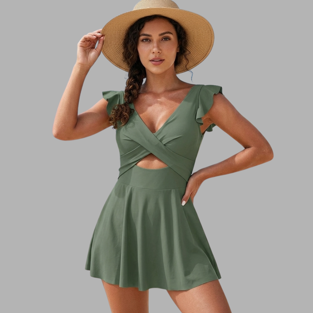 RuffleCross Swim Dress