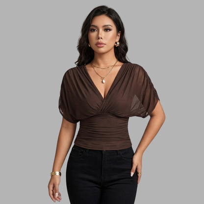 V-Shape Ruched Waist Top