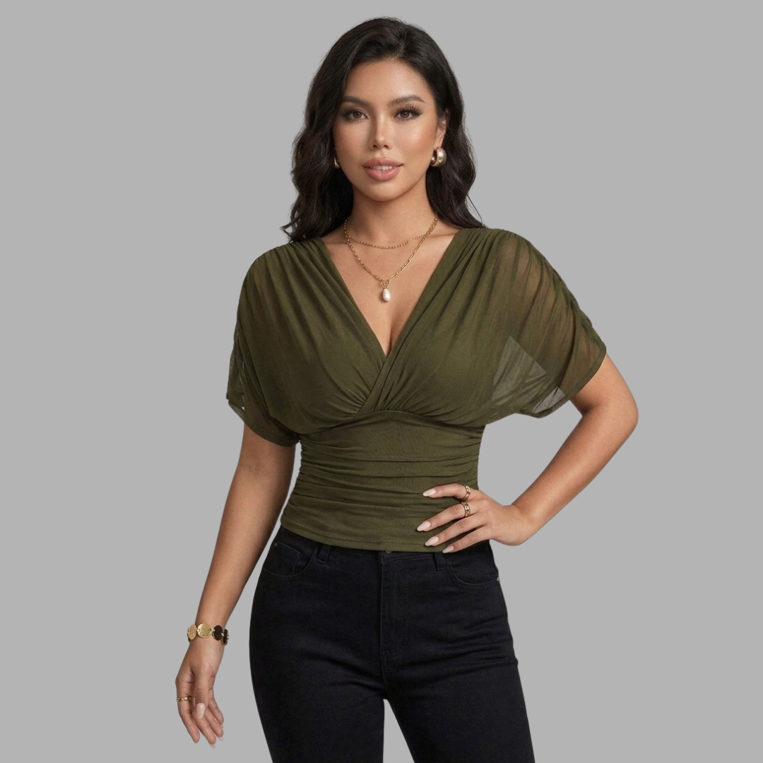V-Shape Ruched Waist Top