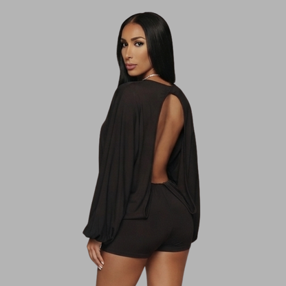 Backless Long-Sleeve Romper