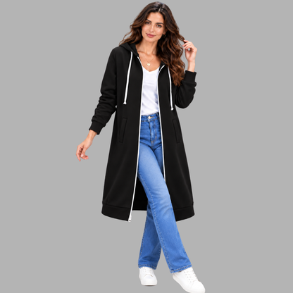 Relaxed Longline Zip Hoodie