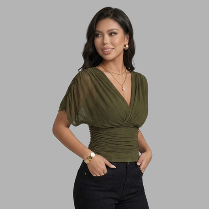 V-Shape Ruched Waist Top
