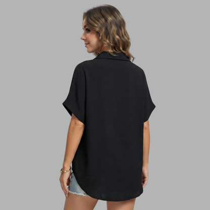 Relaxed Button-Down Short Sleeve Shirt