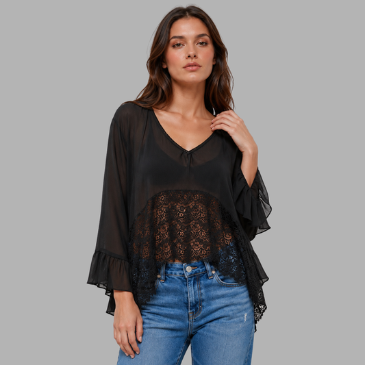 BreezeVeil Sheer Cover-Up Top