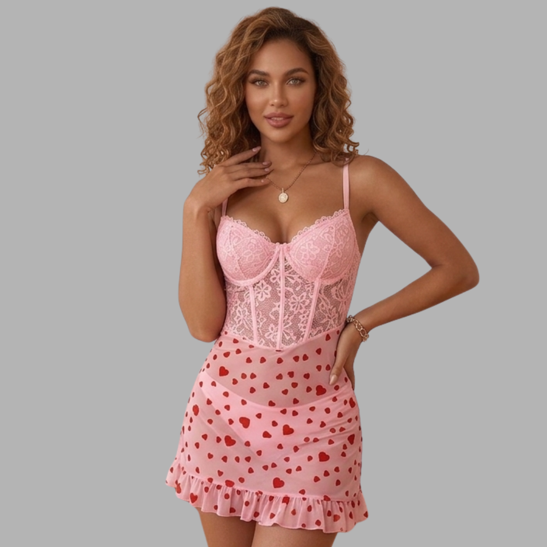 Lace Corset Mesh Babydoll Dress