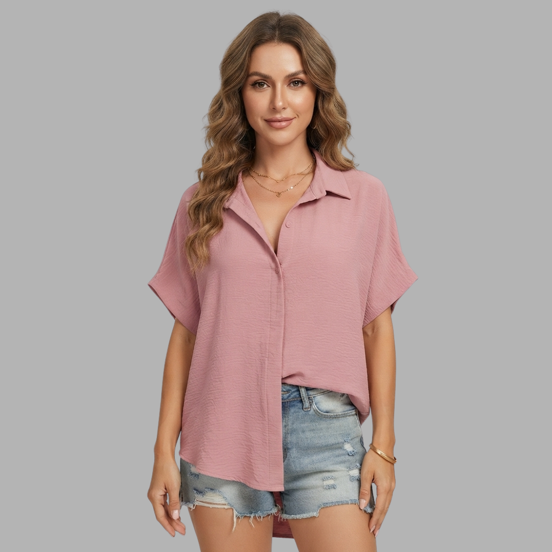 Relaxed Button-Down Short Sleeve Shirt