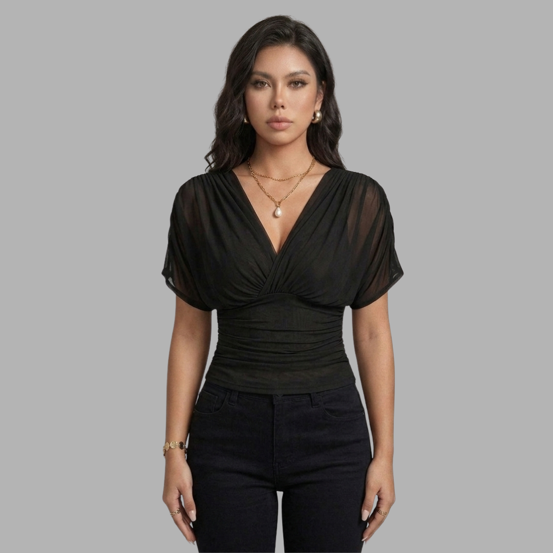 V-Shape Ruched Waist Top