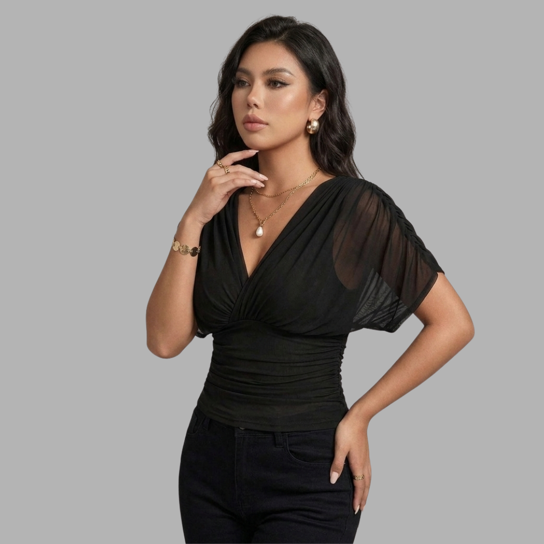 V-Shape Ruched Waist Top