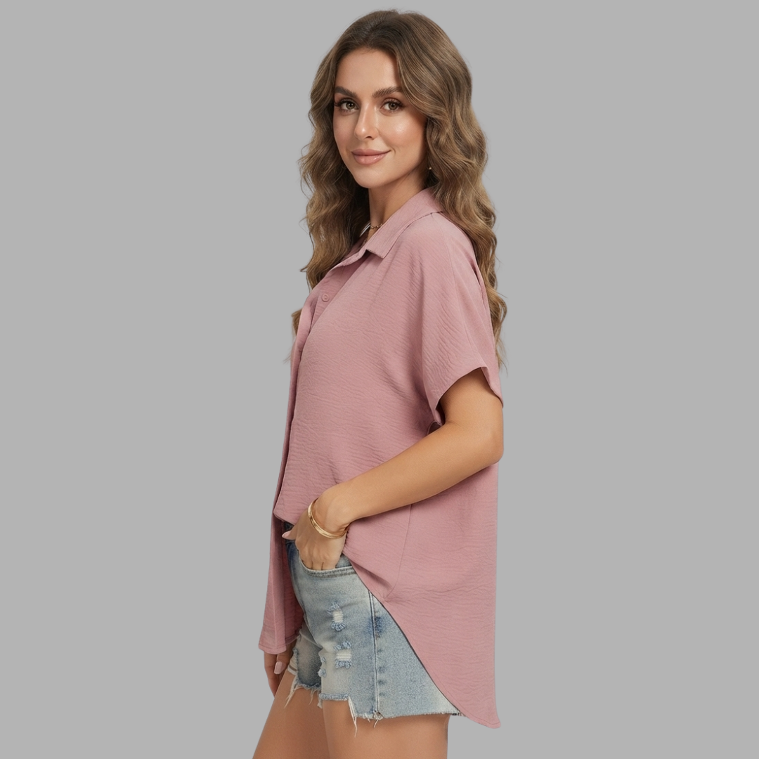 Relaxed Button-Down Short Sleeve Shirt