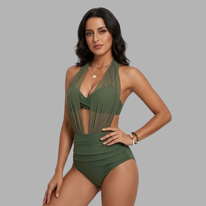Elegant Contour High-Waist Swim Bodysuit