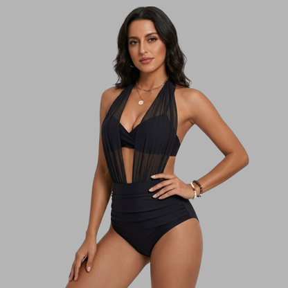 Elegant Contour High-Waist Swim Bodysuit
