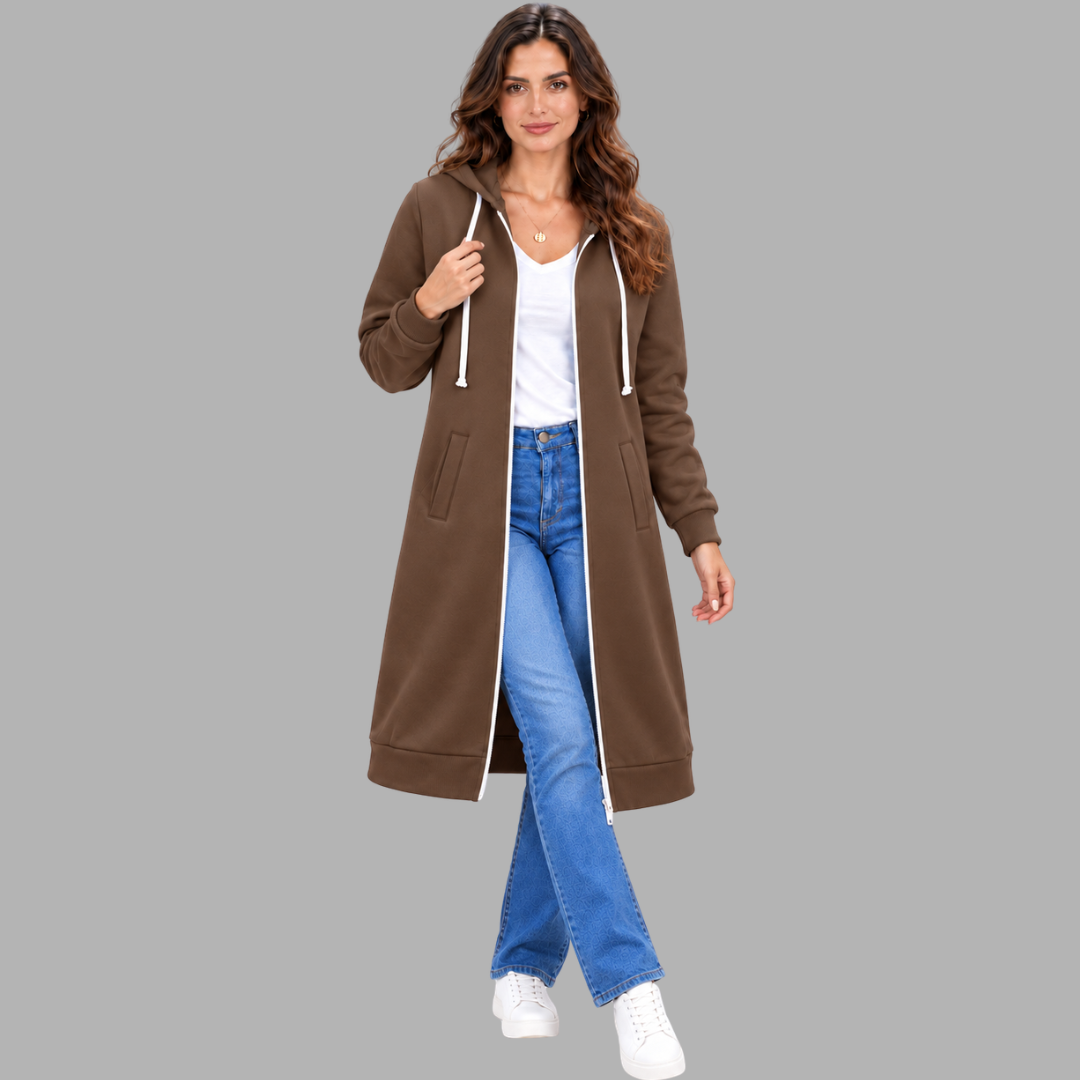 Relaxed Longline Zip Hoodie