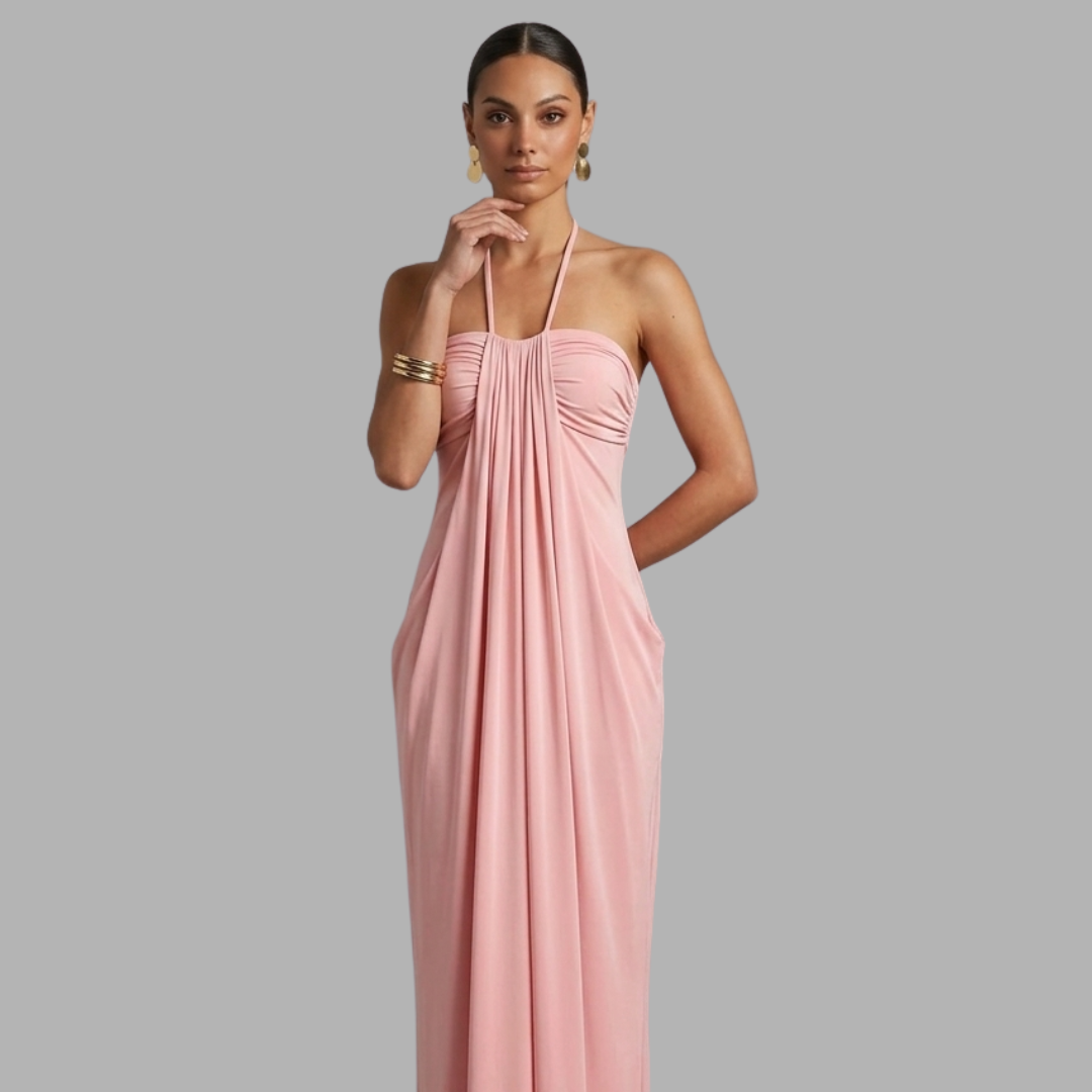 Lace-Up Halter Maxi Dress