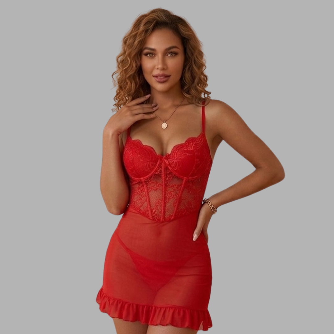 Lace Corset Mesh Babydoll Dress
