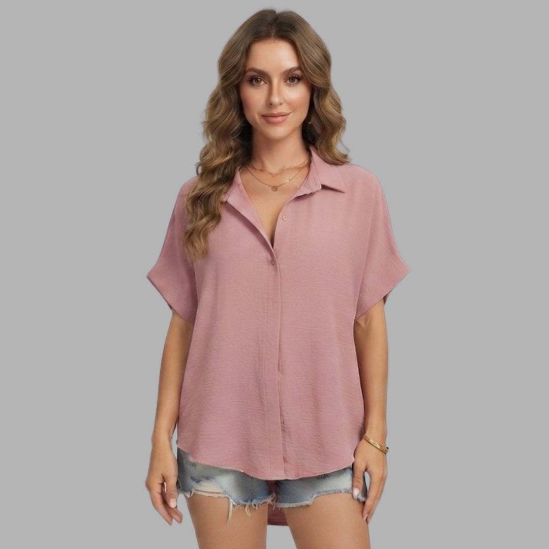 Relaxed Button-Down Short Sleeve Shirt
