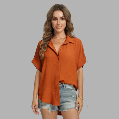 Relaxed Button-Down Short Sleeve Shirt
