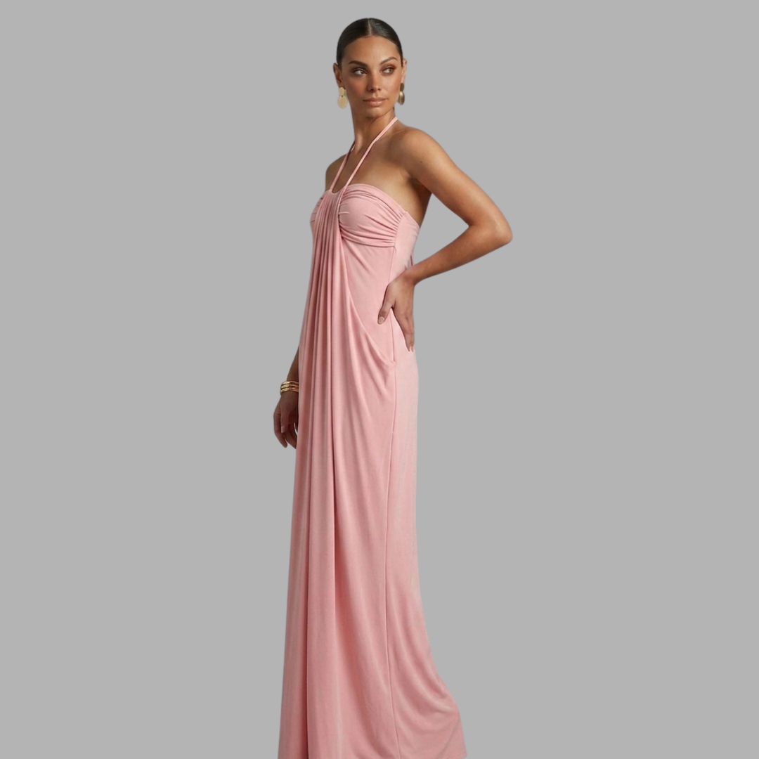 Lace-Up Halter Maxi Dress