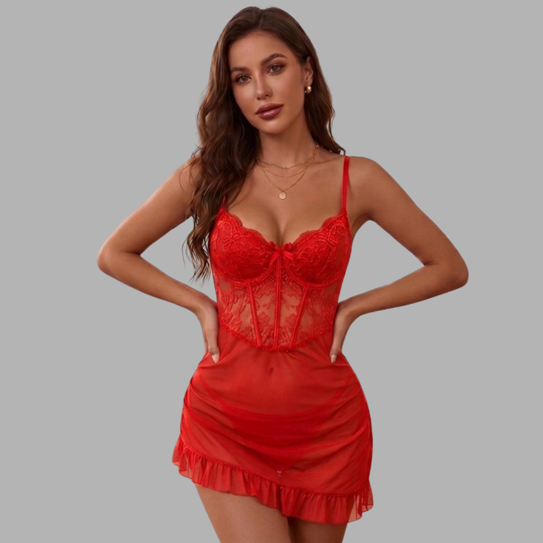 Lace Corset Mesh Babydoll Dress