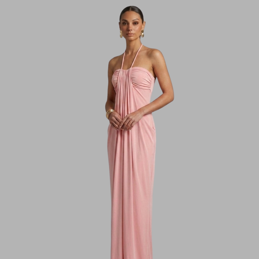 Lace-Up Halter Maxi Dress