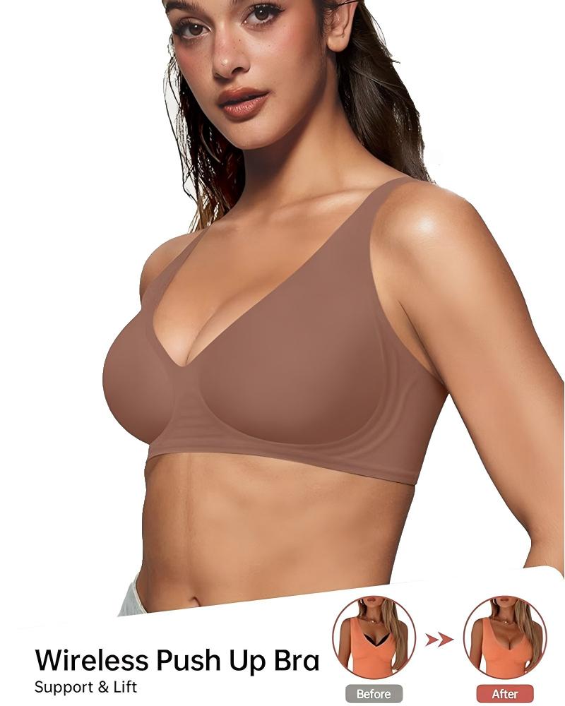 Seamless Deep V Push-Up Wireless Bra