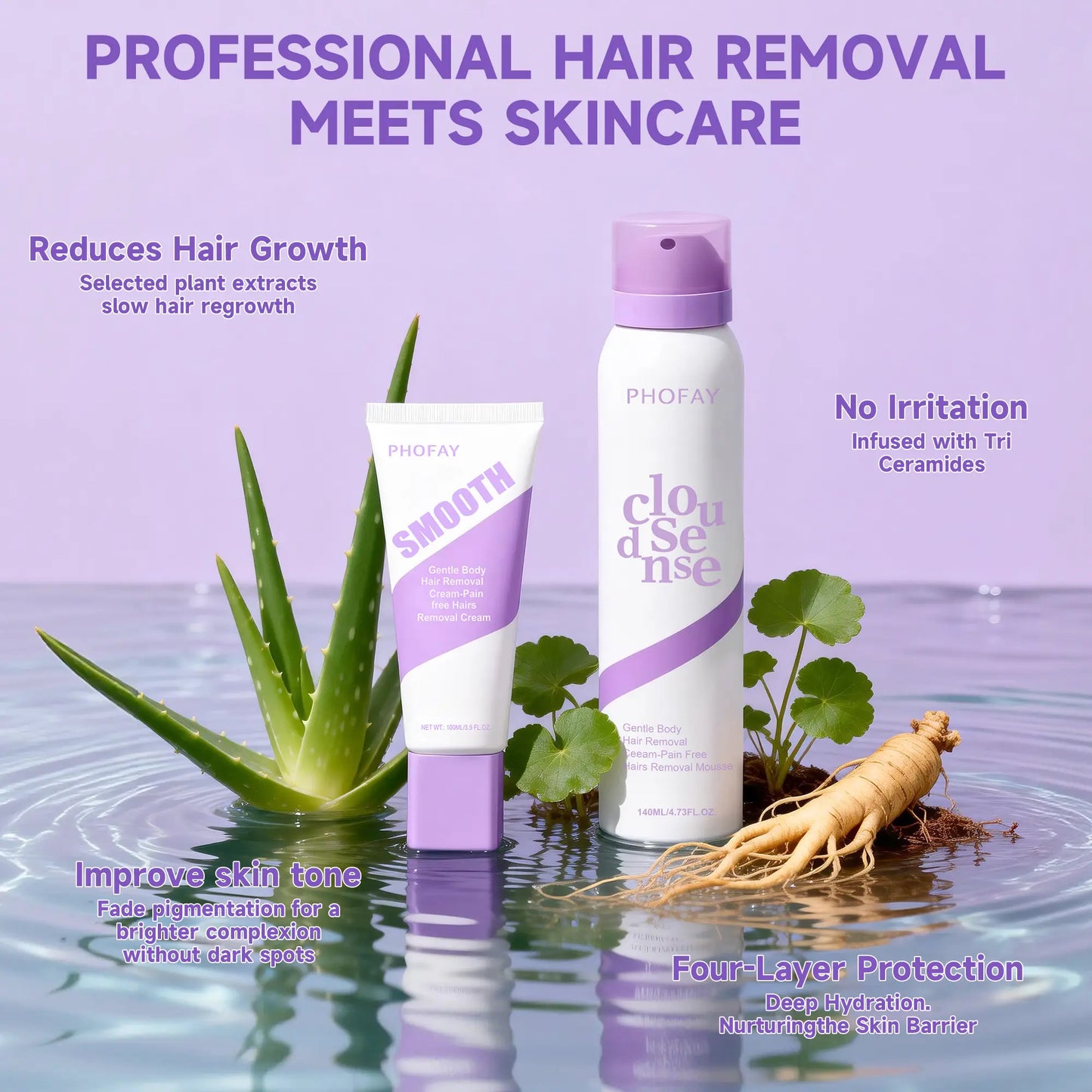 CloudSense Pain-Free Hair Removal Foam Spray & Cream