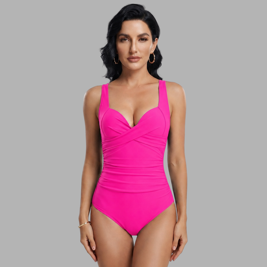 Cross-Wrap Sculpting One-Piece Swimsuit