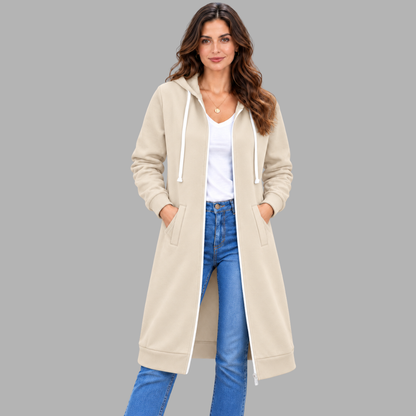 Relaxed Longline Zip Hoodie