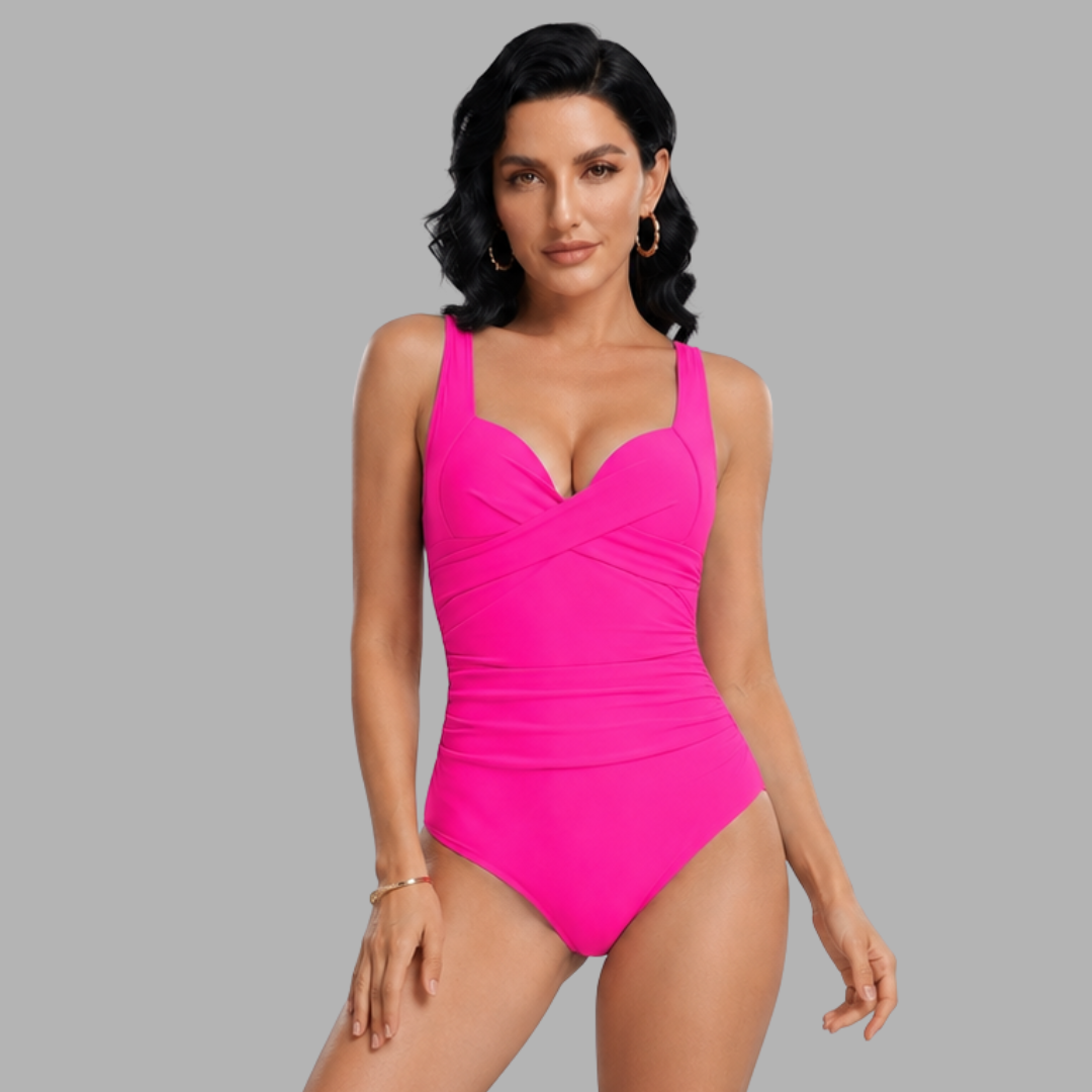 Cross-Wrap Sculpting One-Piece Swimsuit