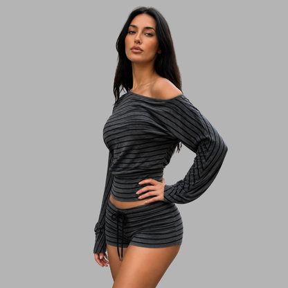 StripeMuse One-Shoulder Set