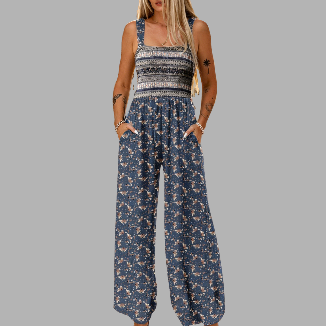 EffortEase Printed Wide-Leg Jumpsuit