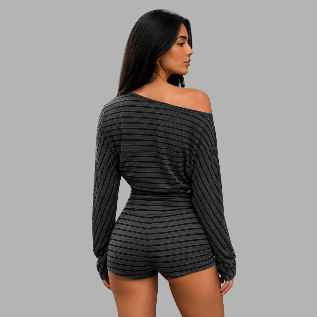 StripeMuse One-Shoulder Set
