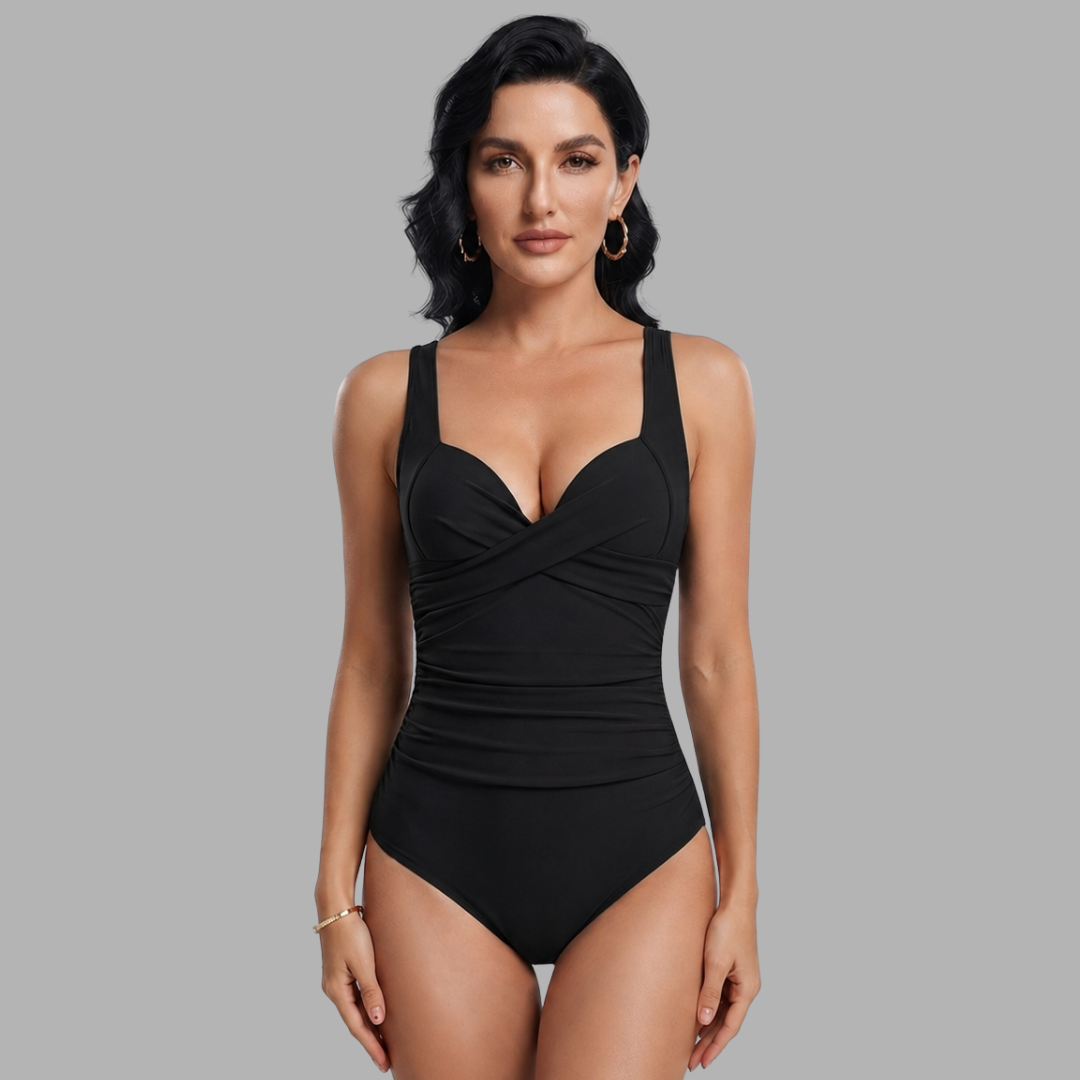 Cross-Wrap Sculpting One-Piece Swimsuit