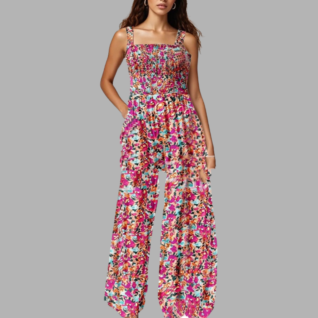 EffortEase Printed Wide-Leg Jumpsuit