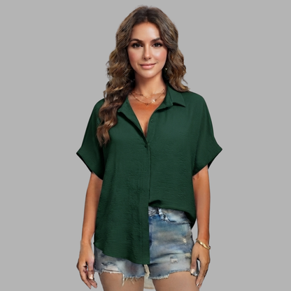 Relaxed Button-Down Short Sleeve Shirt