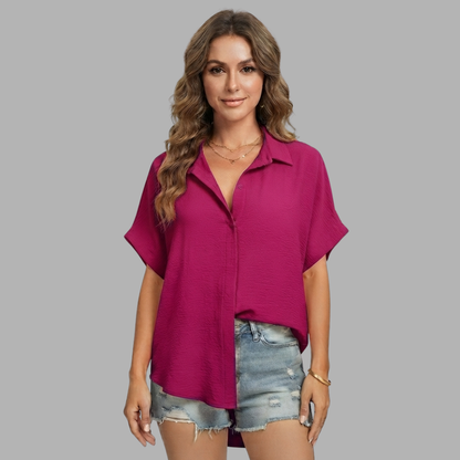 Relaxed Button-Down Short Sleeve Shirt