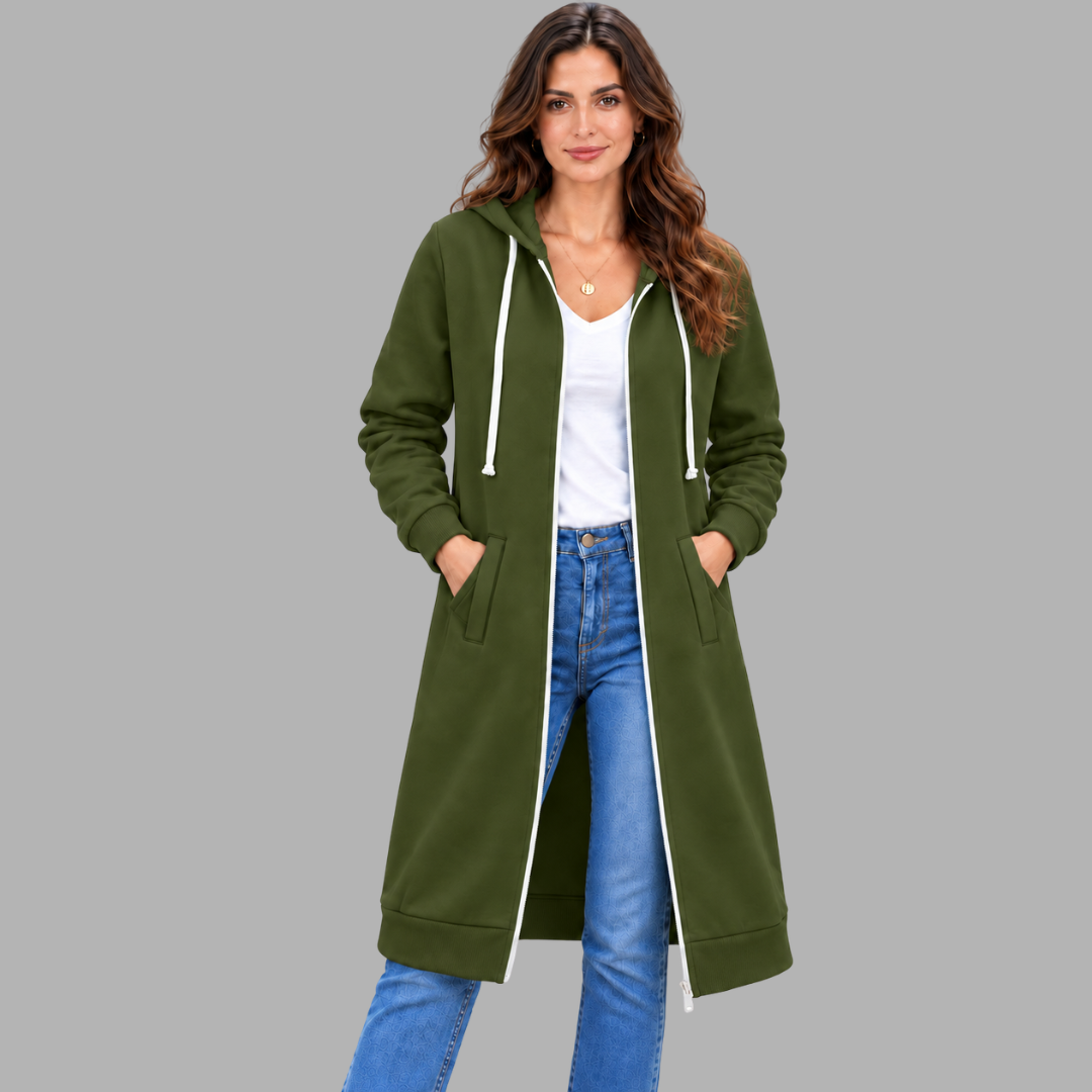 Relaxed Longline Zip Hoodie