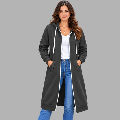 Relaxed Longline Zip Hoodie
