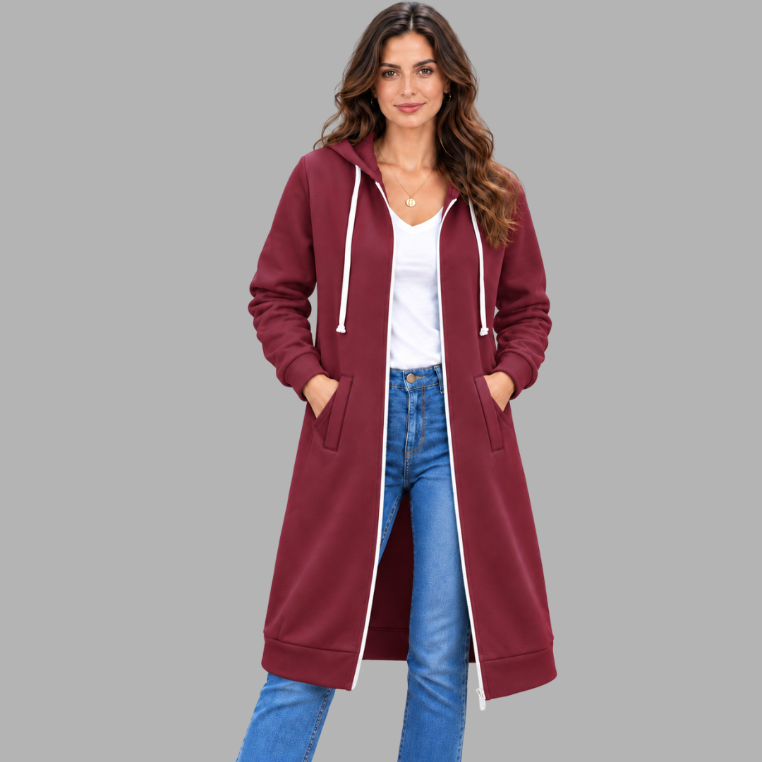Relaxed Longline Zip Hoodie