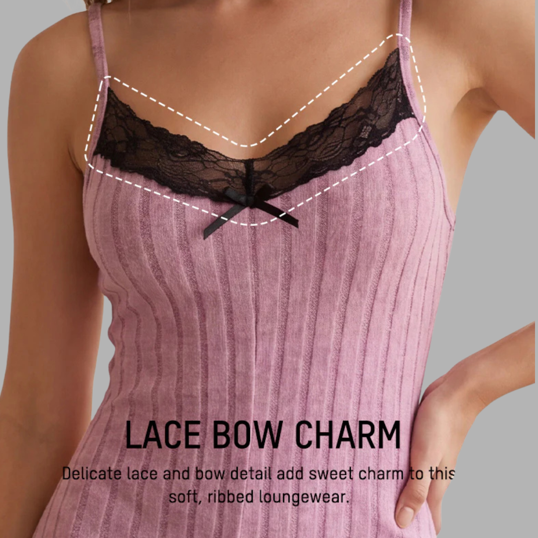 LaceTrim Ribbed Lounge Romper
