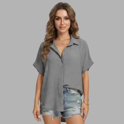 Relaxed Button-Down Short Sleeve Shirt